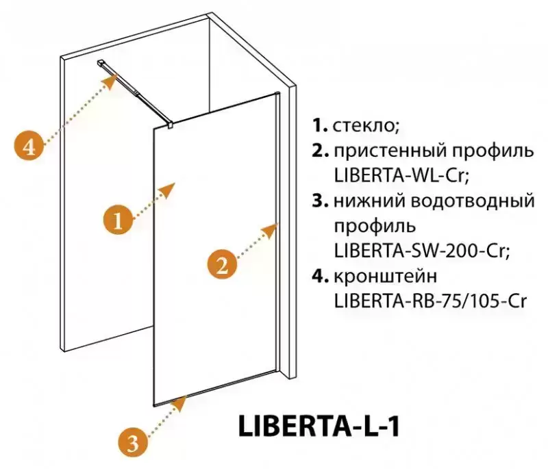 Душевая перегородка LIBERTA-L-1-110-C-Cr 1100х1950 CEZARES