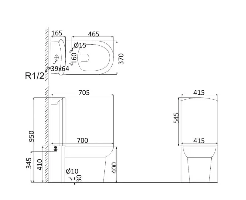 Унитаз-компакт с крышкой микролифт (415*705*950) LE MANS LM1002+LM1001+LM1003 Creo