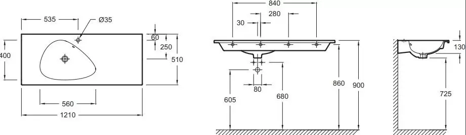 Раковина мебельная NOUVELLE VAGUE /120/ (серый) EXAP112-Z-MG2 J.Delafon