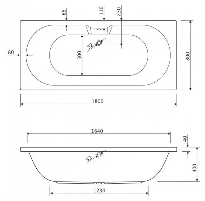 Акриловая ванна CALISTO 1800x800x490 CEZARES