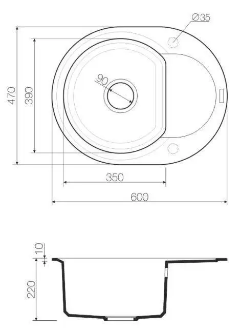 Мойка Omoikiri Sakaime 60E-BL 600х470 черный 4993120