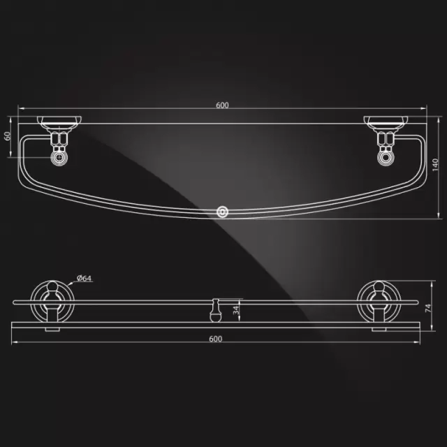 Полка с ограничителем 60см Elghansa PRK-560