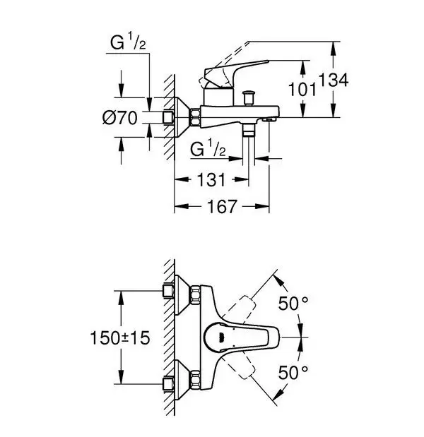 Смеситель для ванны BauFlow 23756000 GROHE