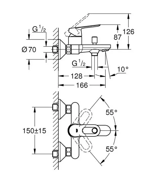 Смес.Ван,1-рыч, LongLife 35мм BauEdge 23605000 GROHE