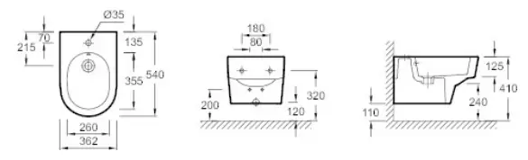 Биде подвесное 54х36 см, белое Odeon RG EMG0002-00 J. Delafon
