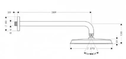 Верхний душ 1jet с держателем, хром/под золото Raindance Classic 27424090 HANSGROHE