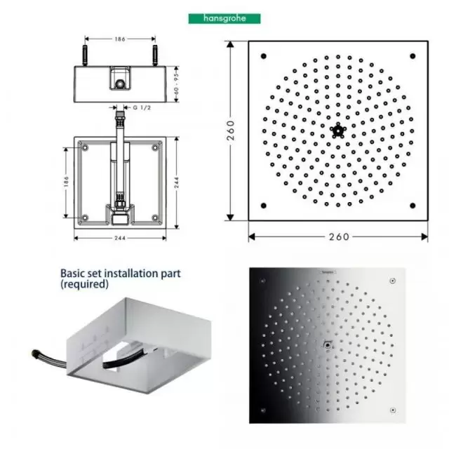 Верхний душ (нужна СЧ 26471180) Raindance Air 1 jet 260x260 26472000 HANSGROHE