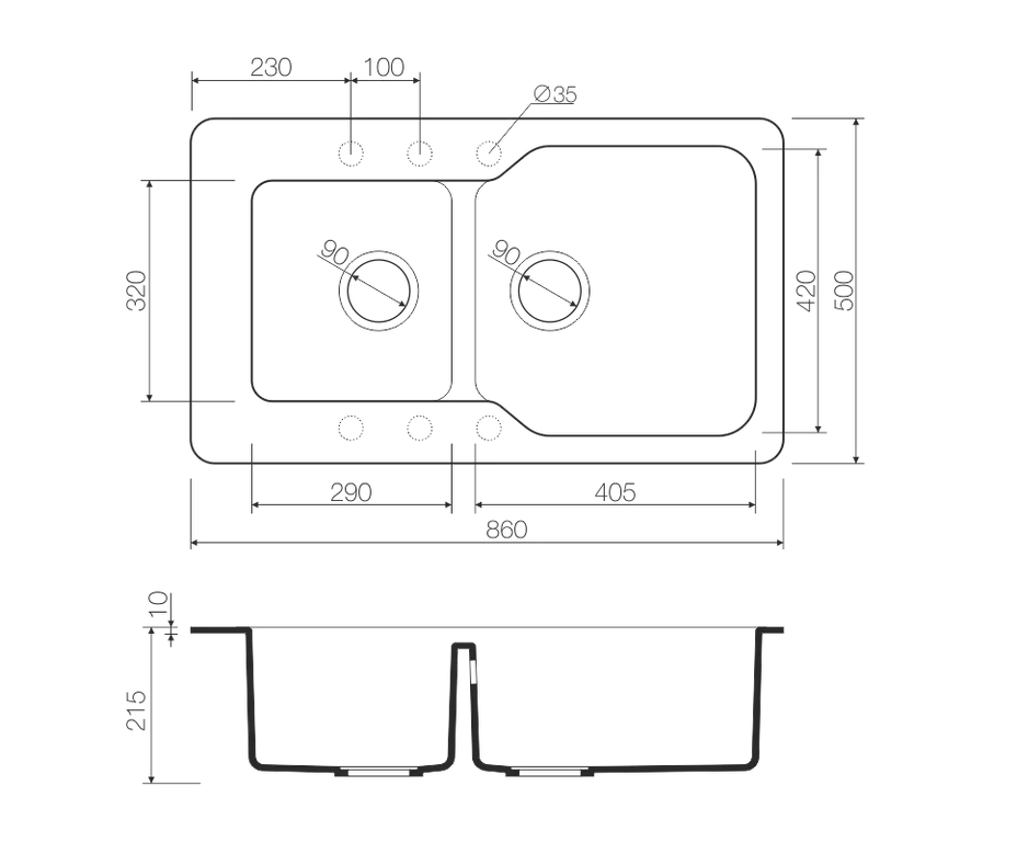 Мойка Maru 86-2-EV Tetogranit/эверест Omoikiri 4993290