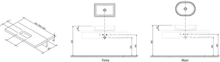 Столешница под раковину L 1200 дуб X000000835 Ravak