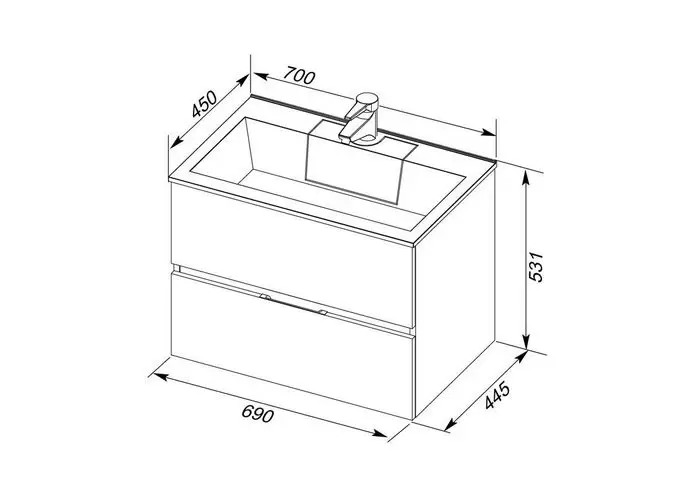 Тумба Алвита 70 цв.белый 184302 AQUANET