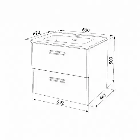 Тумба-умывальник подвесная, 60 см, белая, Brick, BRI60W0i95K