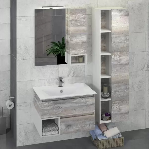 Зеркало-шкаф Турин-75 дуб бежевый COMFORTY 4144198