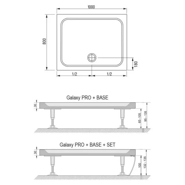 Поддон GIGANT 100x80 LA белый XA01A401210 Ravak