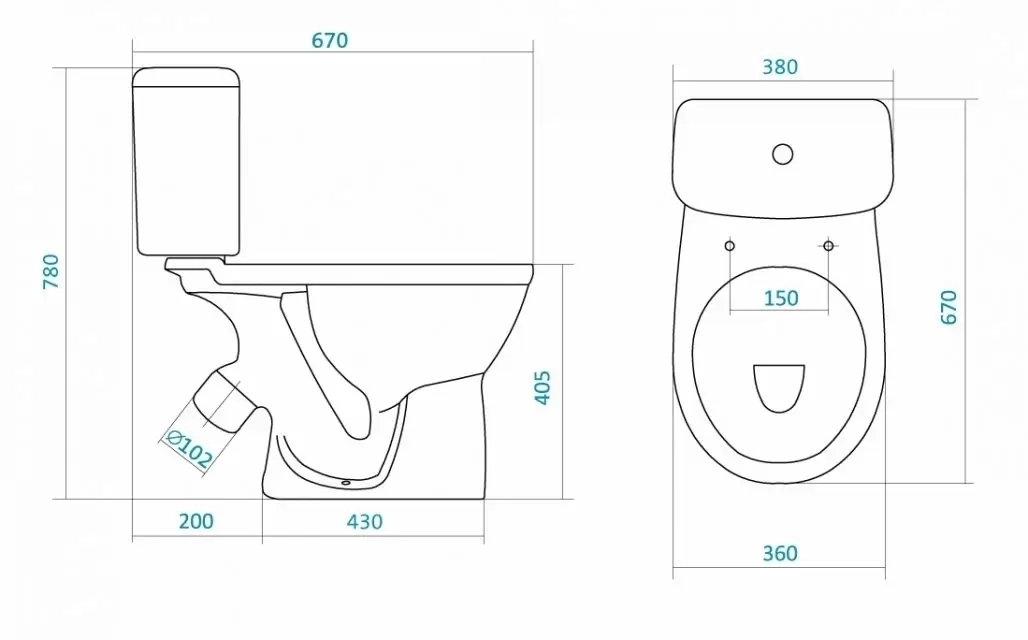 Унитаз-компакт Бореаль антивсплеск эконом с кос. выпуском, двухр. арм, сиденье полипр. 1WH301704 Santek