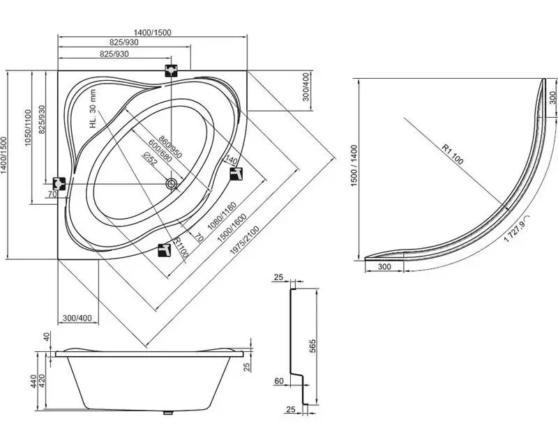 Ванна акриловая RAVAK DAY 140х140 белый