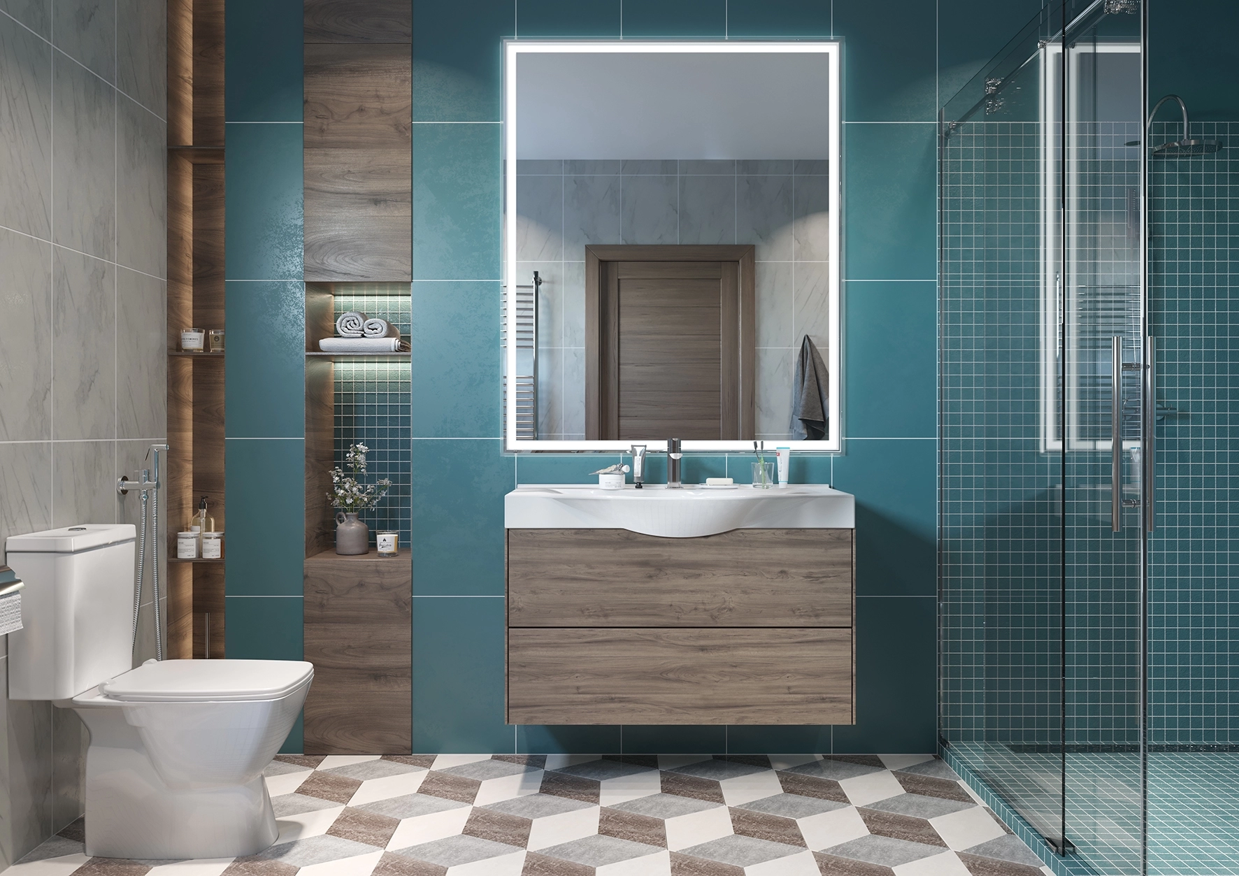 Унитаз-компакт Нео, 1WH302470 прямой выпуск, двухрежимная арматура Oliveira, сиденье дюропласт