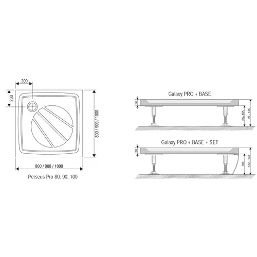 RAVAK Galaxy Поддон PERSEUS PRO-90 Flat белый