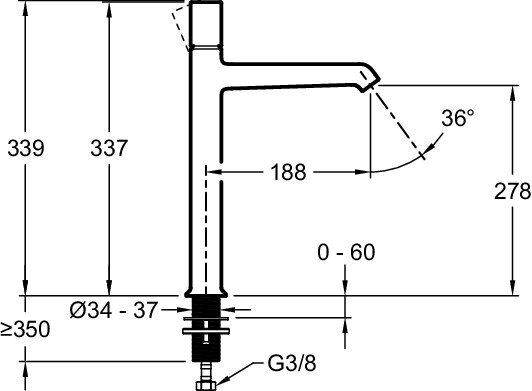 Cмеситель высокий для раковины без д/к, хром RIVOLI E24168-CP