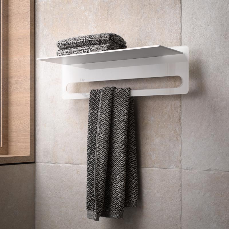 Полка для полотенец ,600 мм, стекло глянцевое белое Edition 400 11575170030