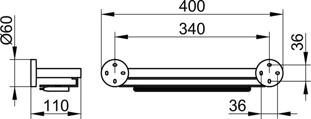 Полочка для душа 400 мм, со встроенным стеклоочистителем, хром/алюминий Edition 90 19059010000