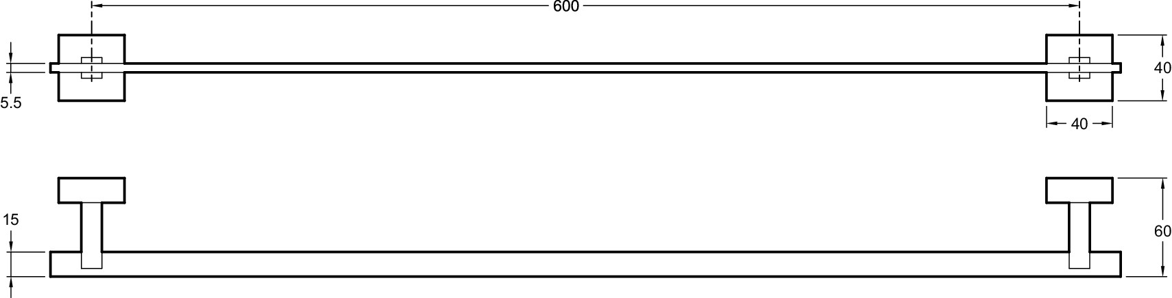 Полотенцедержатель, 60 см, хром, EO MÉCANIQUE OUT OF COL E77869-CP