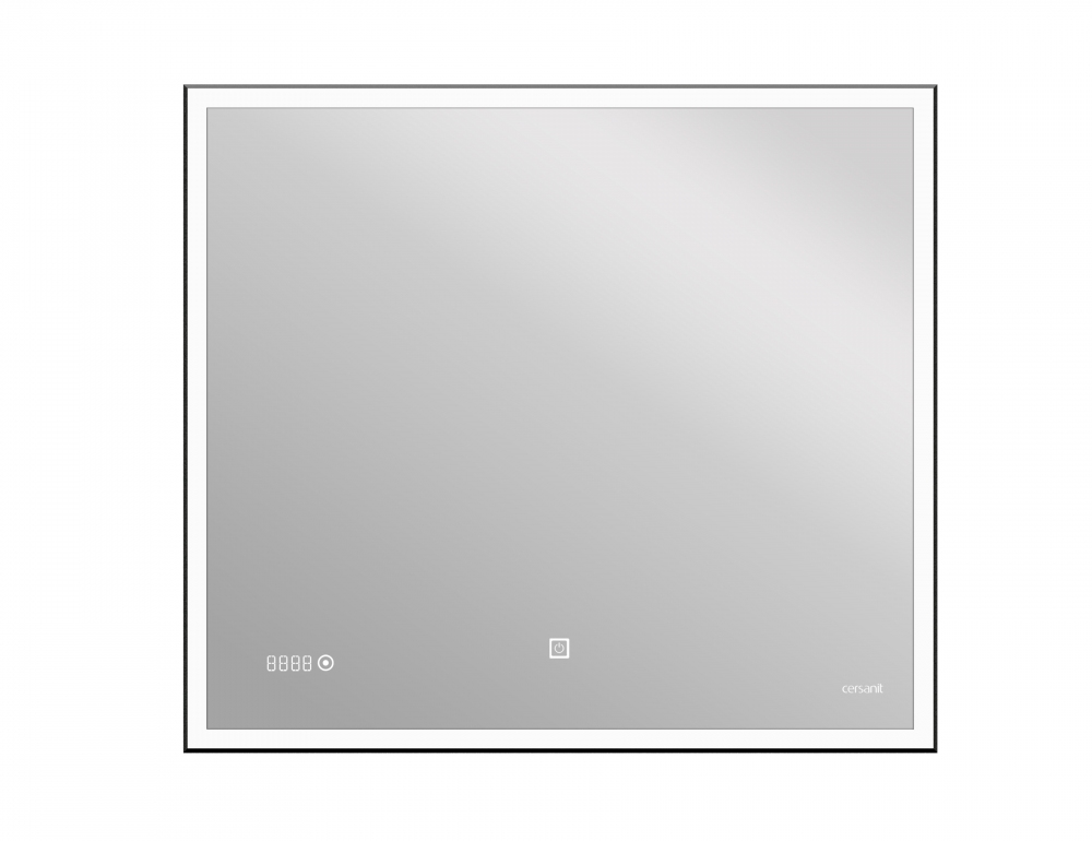 Зеркало LED 011 design 80x70 с подсветкой часы металл. рамка прямоугольное KN-LU-LED011*80-d-Os