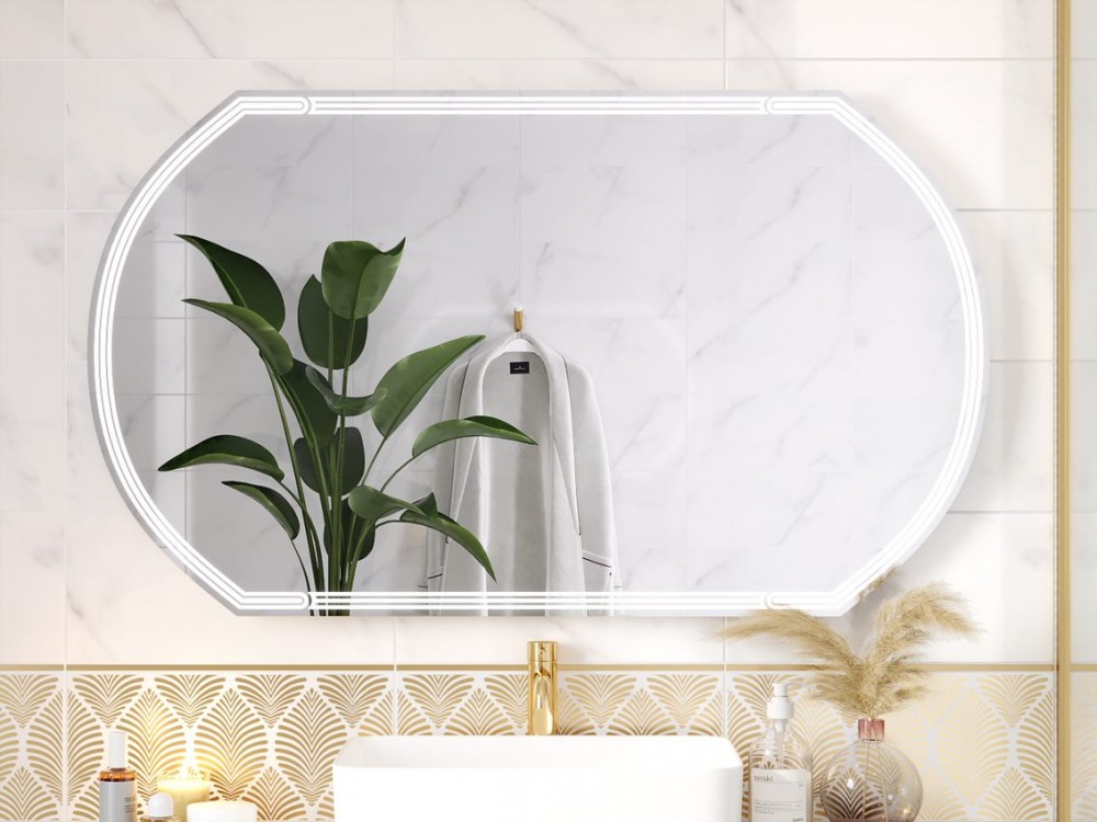 Зеркало LED 090 design 120x70 с подсветкой с антизапотеванием овальное, LU-LED090*120-d-Os