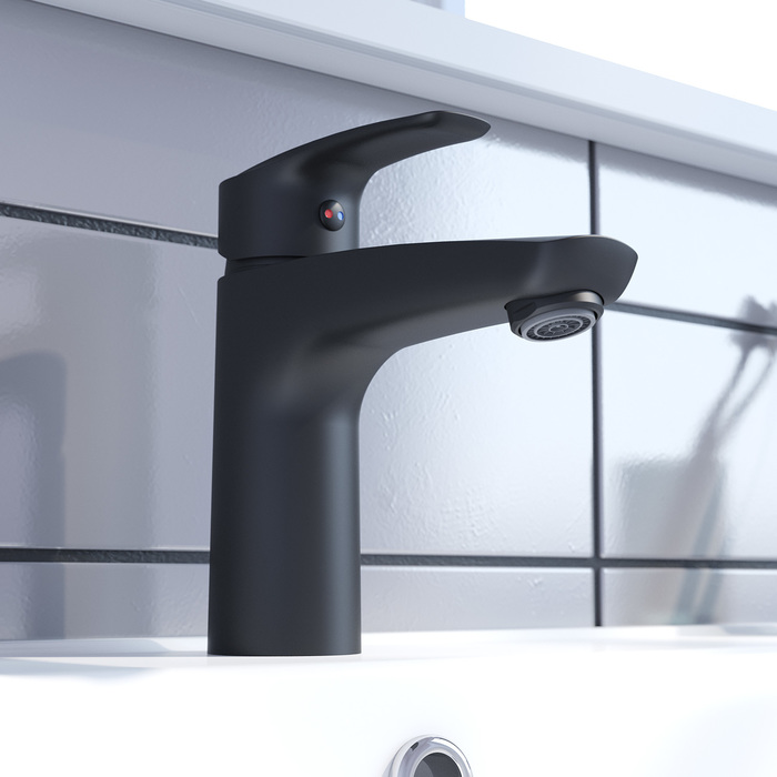 Смеситель для умывальника, черный, Ray, RAYBL00i01