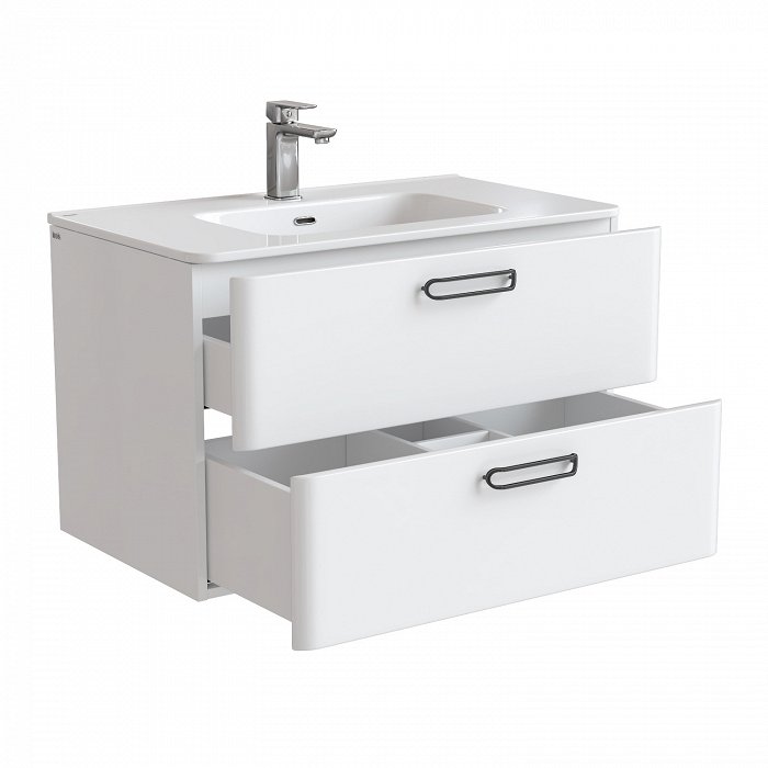 Тумба-умывальник подвесная, 80 см, белая, Brick, BRI80W0i95K