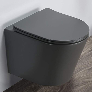 Унитаз подвесной 105MDH безободковый, сиденье дюропласт softclose тонкое, быстросъёмное (графит матовый)