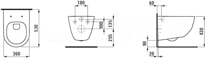 Унитаз подвесной ПЭК Pro Rimless + инсталляция+кнопак+сиденье 8.6996.6.000.000.R Laufen