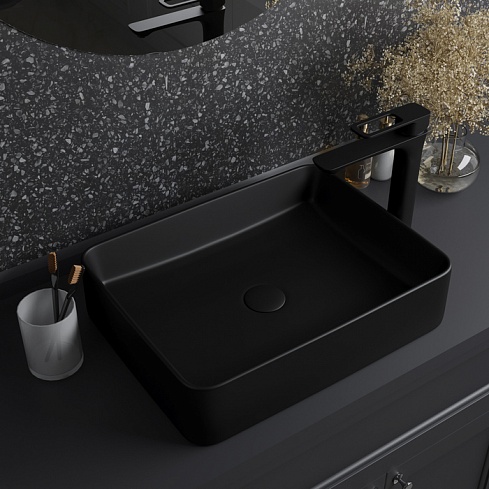 Умывальник накладной чёрный матовый Slide SLIBM02i27 IDDIS