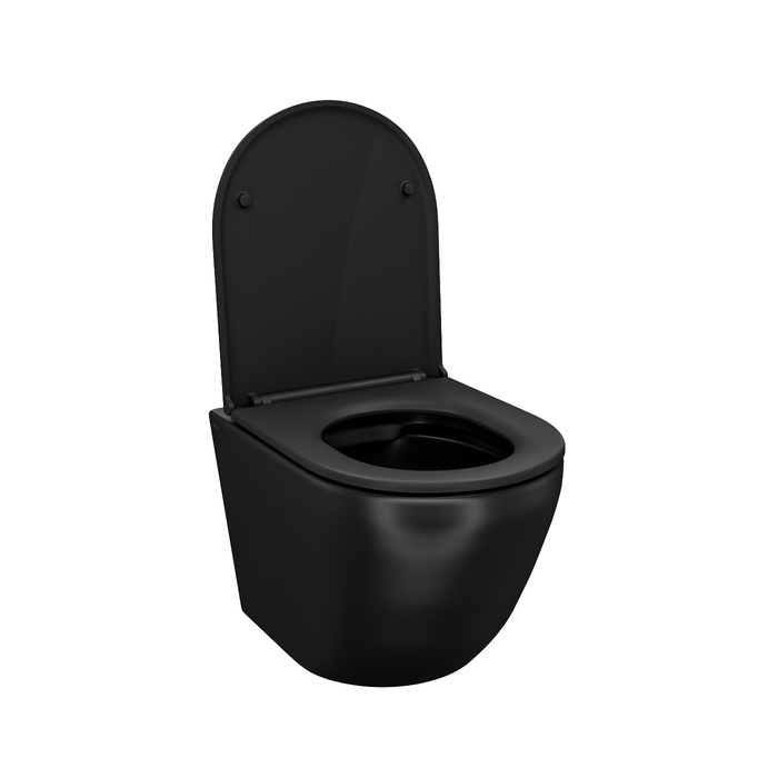 Унитаз подвесной безободковый чёрный матовый с сиденьем микролифт Blanco BLAR3BMi25 IDDIS