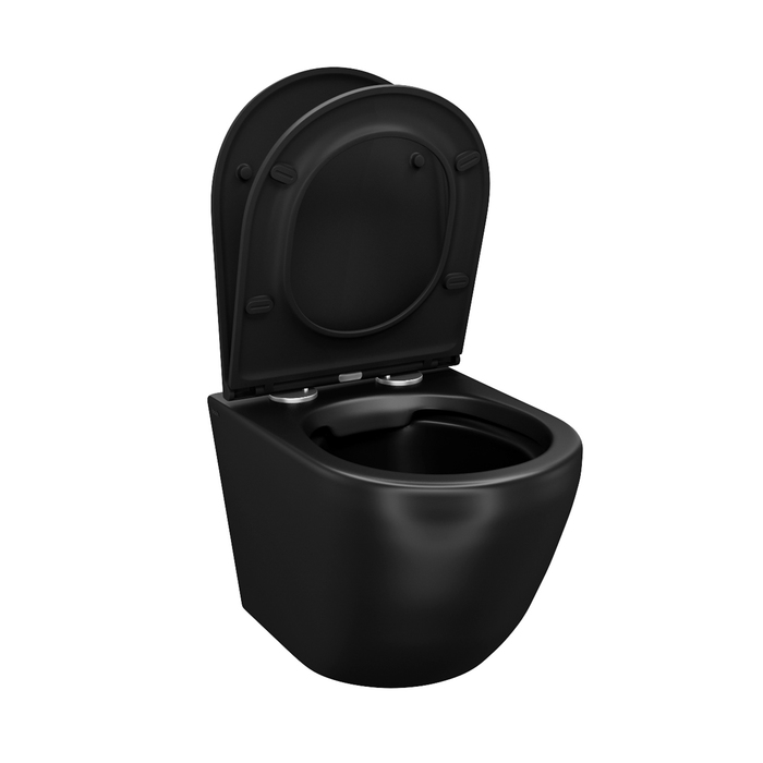 Унитаз подвесной безободковый чёрный матовый с сиденьем микролифт Blanco BLAR3BMi25 IDDIS
