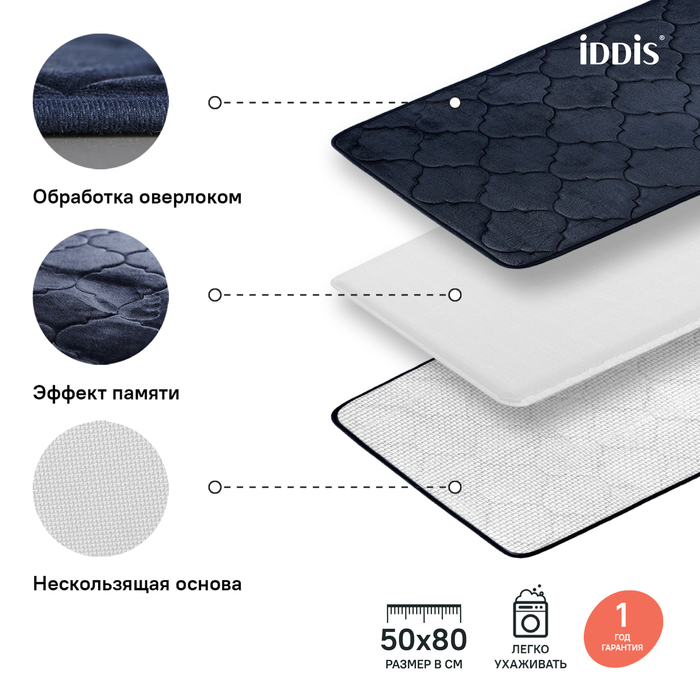 Коврик для ванной комнаты Basic 50*80 см полиэстер с запоминающей пеной B20P580i12 Iddis