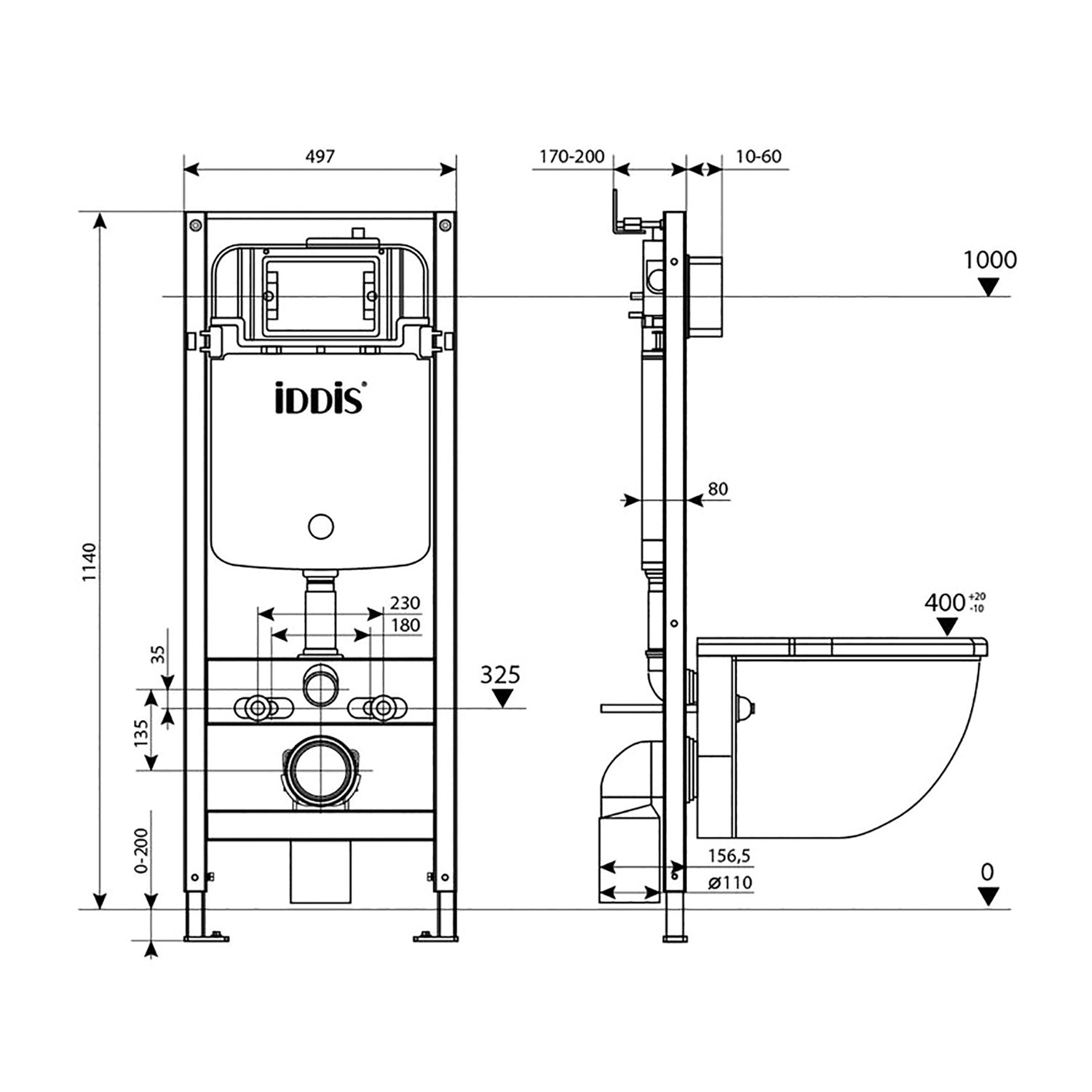 Комплект 2 в 1: инсталляция и клавиша смыва Optima Home OPH0000i32K IDDIS
