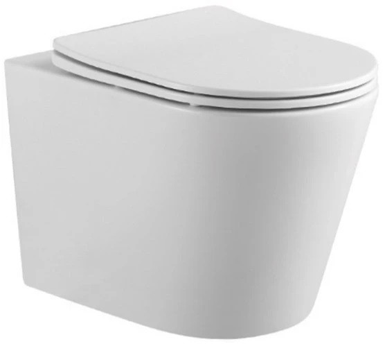 Унитаз подвесной безободковый ВЕГА 490*360*320мм, тонкое сиденье микролифт AQ1904-00 Aquatek