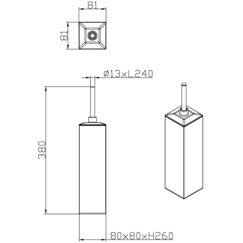 Ерш для унитаза RINA напольный хромированный квадратный AZ-451 Azario