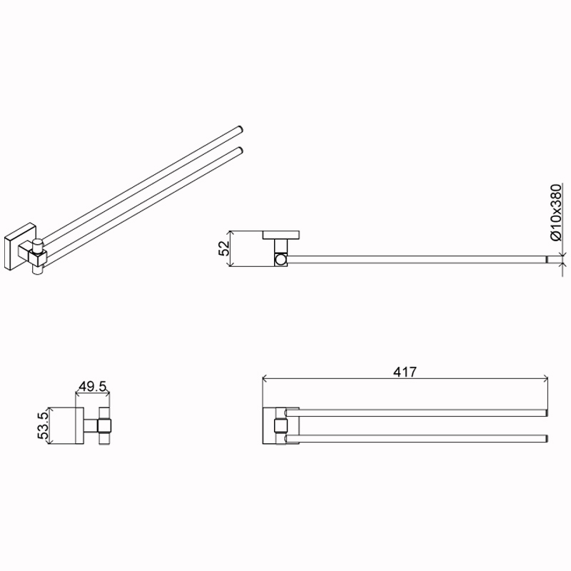 Полотенцедержатель RINA двойной поворотный хром AZ-87002A Azario