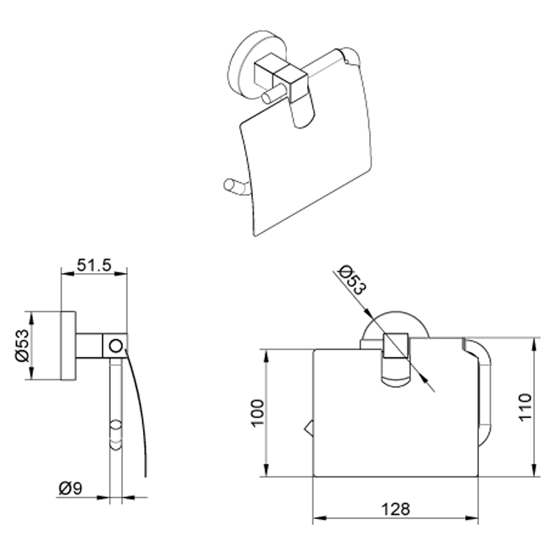 Бумагодержатель с крышкой NESSY хром AZ-73110 Azario