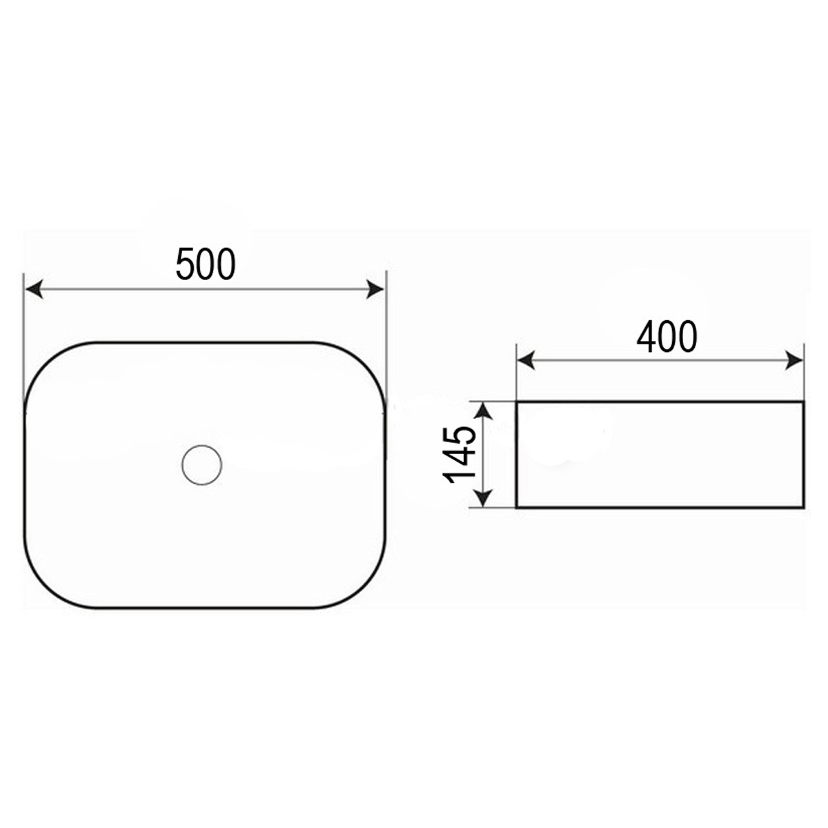 Раковина накладная AZ-2195-MB прямоугольная 600*420*160 Черная