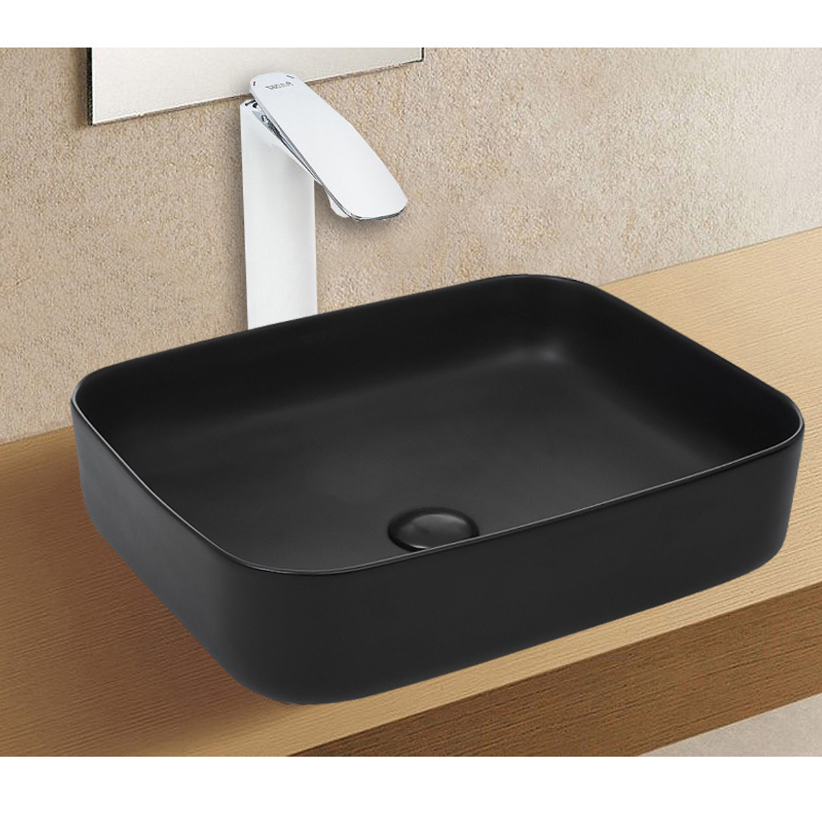 Раковина накладная AZ-2195-MB прямоугольная 600*420*160 Черная