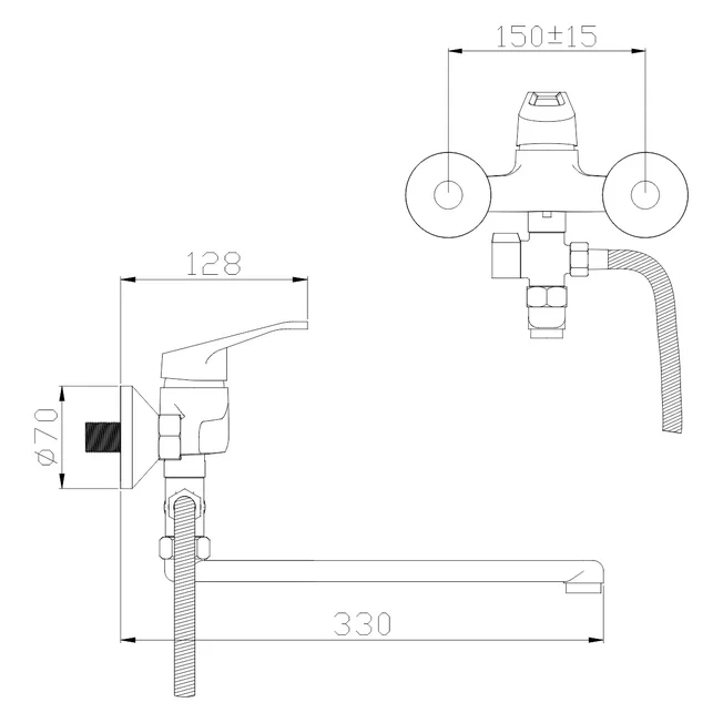 Смеситель для ванны Викинг 217028 Антей