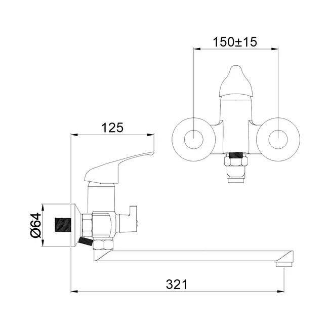 Смеситель для ванны Альфа 227021 Антей
