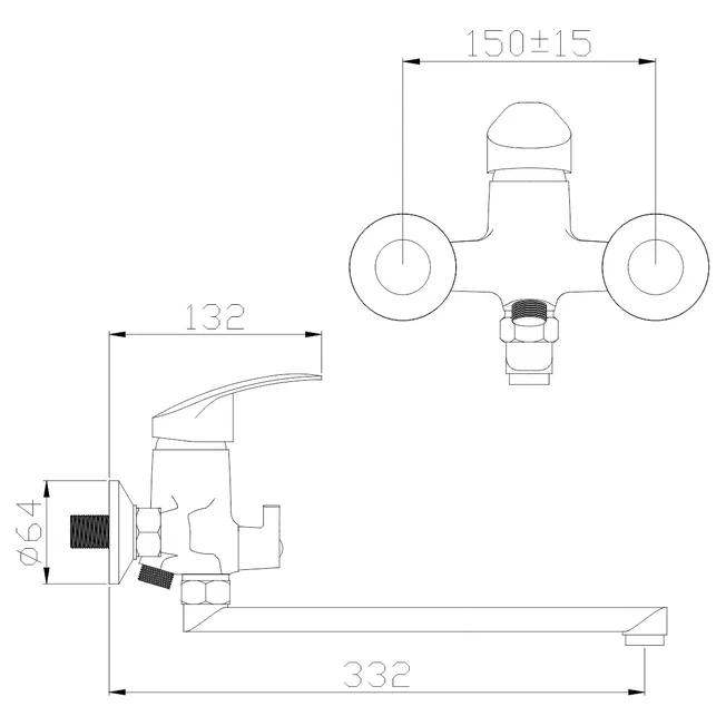 Смеситель для ванны Омега 227022 Антей