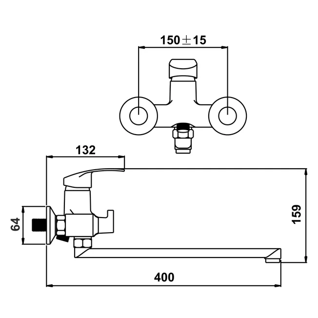 Смеситель для ванны Европа 227024 Антей