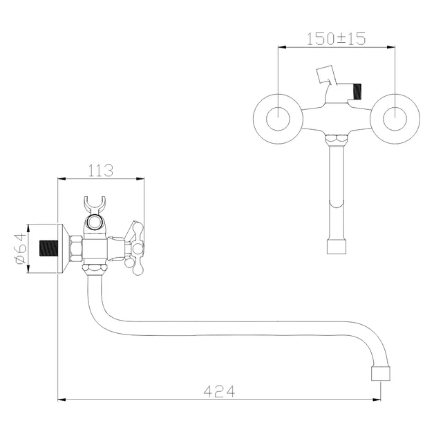 Смеситель для ванны Классик 227065 Антей