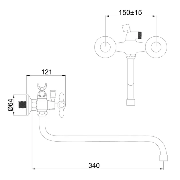 Смеситель для ванны Радуга 2270712 Антей