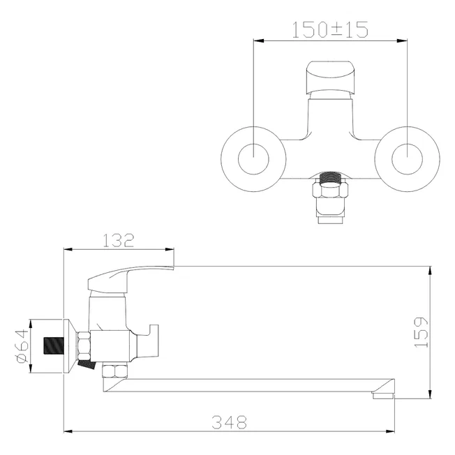 Смеситель для ванны Зима 2272127 Антей