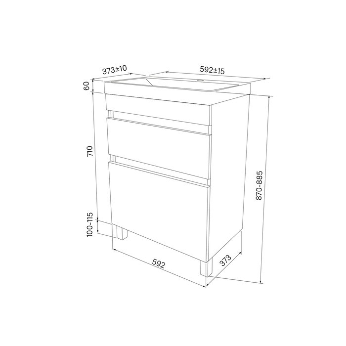 Тумба с умывальником напольная с ящиками, белая, 60 см, Zodiac ZOD6CBFi95K Iddis